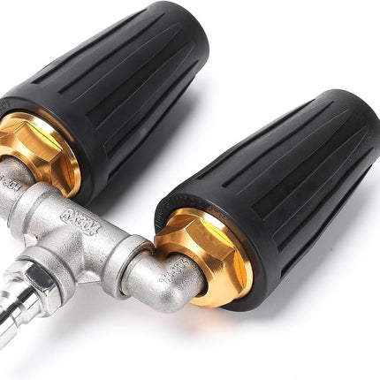 Dual Turbo Nozzle Pressure Washer, 360° Rotating Turbo Nozzle For Power Washer with 1/4"" Quick Connector, 2.5 Orifice Twin Turbo Nozzle, 4-6 GPM, 4000 PSI Max(Black), SP02-N02Black.