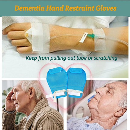 Dementia Restraint Gloves -2 Pcs, Adult No Scratch Mitts for Elderly Hand Safety Protective.