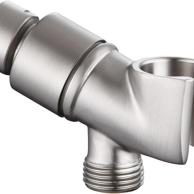 All Metal Handheld Shower Head Holder - Adjustable Brass Mount with 360 Degree Swivel Pivot Ball for Universal Shower Arm and Shower Hose Chrome Plated (Nickel).
