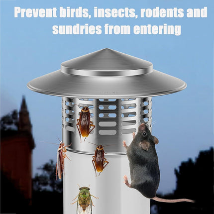 8 Inch Round Chimney Cap, 8 Inch Chimney Cap with Screen, Stove Pipe Topper, 304 Stainless Steel(Full Width: 8in, Interior Width: 7.87in).