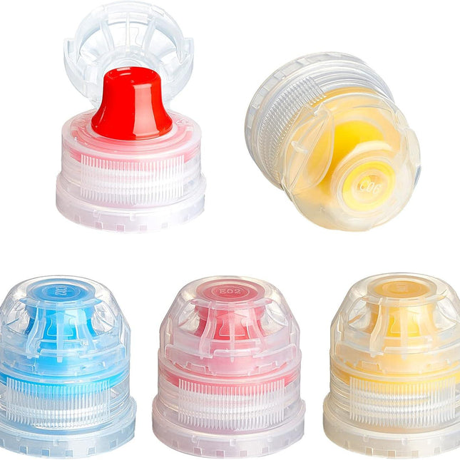 30 Pcs 28 mm Push Pull Replacement Caps Reusable Colorful Plastic Soda Twisted Water Bottle Lid Top Suitable for 28 mm Sport Bottle Cap.