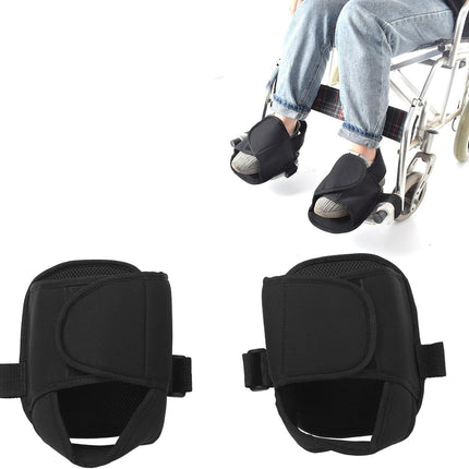 2PCS Wheelchair Shoe Holders, Oxford Wheelchair Anti-Fall Restraint Shoes Support with Fixed Straps for Elderly Patient Recovery.