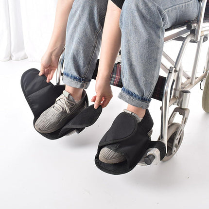 2PCS Wheelchair Shoe Holders, Oxford Wheelchair Anti-Fall Restraint Shoes Support with Fixed Straps for Elderly Patient Recovery.