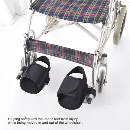 2PCS Wheelchair Shoe Holders, Oxford Wheelchair Anti-Fall Restraint Shoes Support with Fixed Straps for Elderly Patient Recovery.