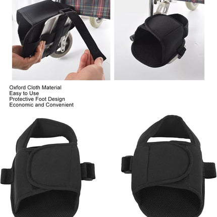 2PCS Wheelchair Shoe Holders, Oxford Wheelchair Anti-Fall Restraint Shoes Support with Fixed Straps for Elderly Patient Recovery.