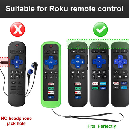 (Pack of 2) Remote Cover Case for Roku TV Remote Control/Silicone Protective Sleeve Skin - Glow in The Dark (Green/Blue).