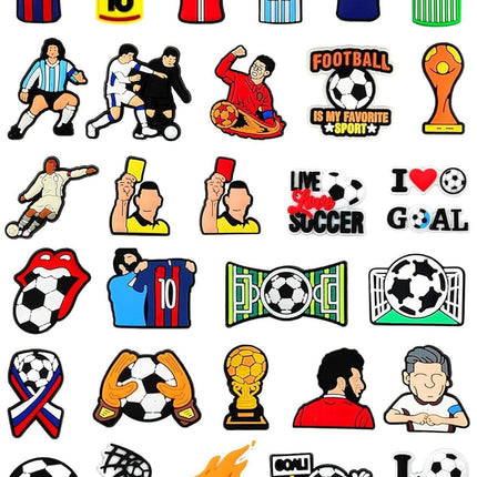 38pcs Soccer Ball Charms for Clog Shoe Decoration, Sports Soccer Football Shoe Charms Accessories Pack,Cute Random Charms.