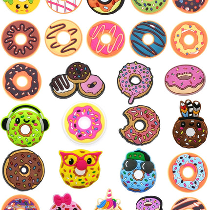 Donuts Shoe Charms fits for Clog Shoes Decoration, Sweet Cake Pins for Shoe & Bracelet Wristband Party Gifts.