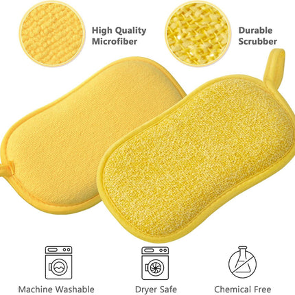 Multipurpose Kitchen Scrub Sponges, Heavy Duty Cleaning Non-Scratch Scrub Sponge, Reusable Microfiber Sponge for Household Cleaning, Random Colors (Multicolour).