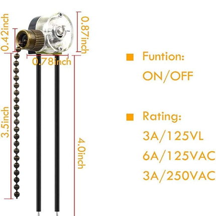 Ceiling Fan Light Switch Zing Ear Pull Chain Switch ZE-109 Fan Light Switch, On-Off Speed with Pull Chain Compatible with Ceiling Light Fans, Lamps and Wall Lights.(Bronze).