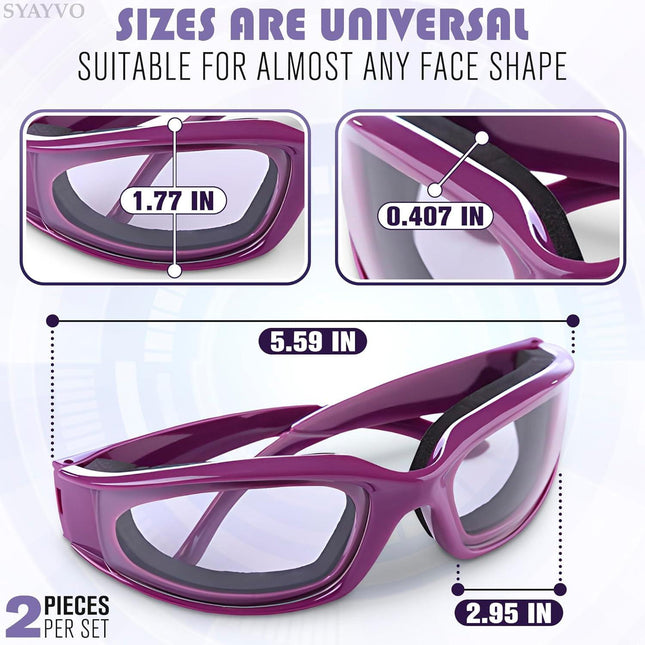 Onion Cutting Goggles Safety Glasses for Women - 2Pcs Onion Goggles for Women Dust Goggles Adult Airsoft Eye Protection Glasses - Kitchen Accessories purple onions Eye Goggles for Dust Protection.