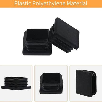, 2 Inch 2x2 Square Tube End Cap Plastic Plugs 12 Pack, 2 Inch 2x2 Square Tubing Plug 2x2 Tube End Caps Fence Post Pipe Cap Cover Tubing Insert Chair Glide Finishing Plugs, Black.