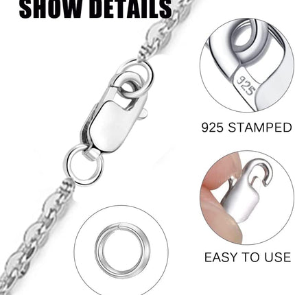 925 Sterling Silver Lobster Claw Clasp 12pcs with Closed Jump Rings, Small Connector with Jump Ring for Necklaces Jewelry Bracelet Making Supplies Lobster Claw Clasp (0.39 x 0.16 inch).
