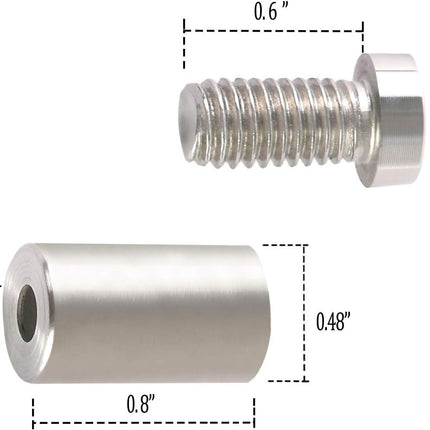 Standoff Screws for Wall Mount Acrylic Picture Frame Hardware 1/2" x 1" Aluminum Silver Finish Nails for Acrylic Glass Sign Holder 4 Pcs.