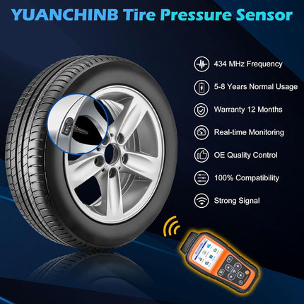 68249197AA TPMS Sensor Dodger RAM, 4-Pack 434MHz Tire Pressure Monitoring System Sensors Compatible with 2014-2018 Dodge Ram 1500 2500 3500 Jeep Cherokee Replaces 68239720AA 68157568AA.