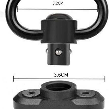 QD Sling Mount kit Rail Adapter Adaptor Push Button Quick Release Strap Buckle, Black.