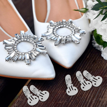 10pcs Shoe Clips for Diy Crafts: Stainless Steel Flat Blank Shoe Embellishments for Decoration Silver (1.25 X 0.78 Inch).
