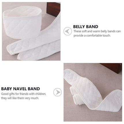 6pcs Cotton Baby Belly Band Infant Umbilical Cord Soft Newborn Navel Belt (White).