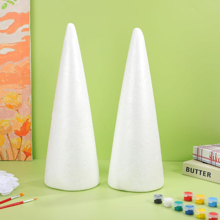 2pcs Foam Cones Christmas Tree Cones for DIY Modeling Craft Floral Arranging Supplies (38x13.5cm).