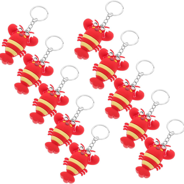 10pcs Simulation Sea Animals Keychains Cute Cartoon Lobster Key Pendant Decor for Bags Backpacks and Phones Fun Party Favors for Boys.