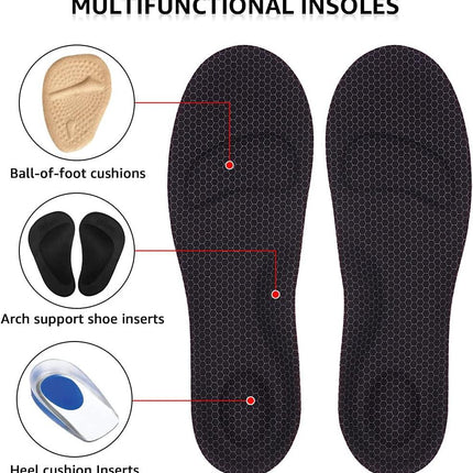 Arch Support Insoles, Relief from Plantar Fasciitis, Metatarsal and Heel Pain, Comfortable Breathable Shoe Inserts, Shock Absorption for Women and Kids (Small).