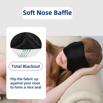 Sleep Mask 2 Straps, Mulberry Silk, Twin Thin Elastic Bands Stay Put All Night, Smooth Eye Mask Two Adjustable Head Strings and Nose Baffle.