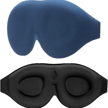 2 Pack 100% Blackout Sleep Masks Most Comfortable Contoured Eye Cups and Nose Covering for Women Men, 3D Pillow Eye Masks 0 Pressure on Eyelids & Eyelashes(Black&Navy).