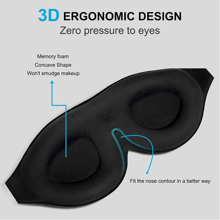 2 Pack 100% Blackout Sleep Masks Most Comfortable Contoured Eye Cups and Nose Covering for Women Men, 3D Pillow Eye Masks 0 Pressure on Eyelids & Eyelashes(Black&Navy).