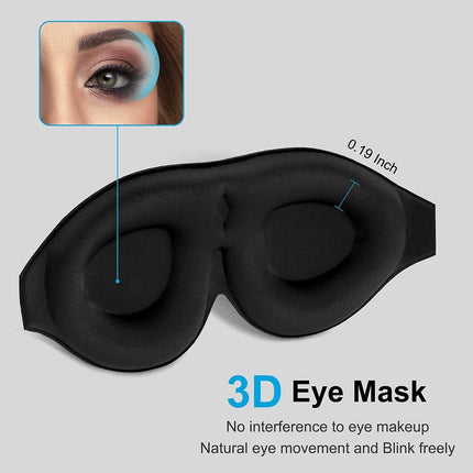 2 Pack 100% Blackout Sleep Masks Most Comfortable Contoured Eye Cups and Nose Covering for Women Men, 3D Pillow Eye Masks 0 Pressure on Eyelids & Eyelashes(Black&Navy).