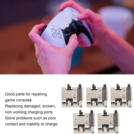 5pcs Type C Charging Port for, Replacement Controller USB C Charging Socket, Standard Type C Interface.
