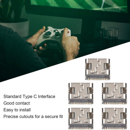 5pcs Type C Charging Port for, Replacement Controller USB C Charging Socket, Standard Type C Interface.