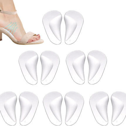 12pcs Arch Support Insoles, Transparent Gel Self-Adhesive Arch Support Shoe Inserts Soft Silicone Foot Arch Cushions Arch Comfort Pads for Women High Heels Sandals Flat Shoes.