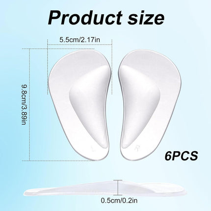 12pcs Arch Support Insoles, Transparent Gel Self-Adhesive Arch Support Shoe Inserts Soft Silicone Foot Arch Cushions Arch Comfort Pads for Women High Heels Sandals Flat Shoes.