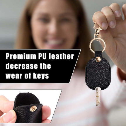 Leather Car Key Sleeve, Broken Loop Replacement PU Keychain Protector With Iron Ring, Auto House Cover.