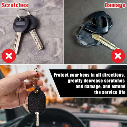 Leather Car Key Sleeve, Broken Loop Replacement PU Keychain Protector With Iron Ring, Auto House Cover.