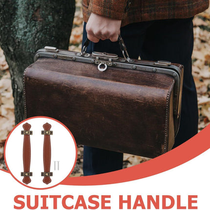 2pcs Vintage Replacement trunk handles leather cabinet handles drawer leather handle Luggage Handle Strap, Brown, Size 2, (632TO04N4SLG6O33FGRH8M).