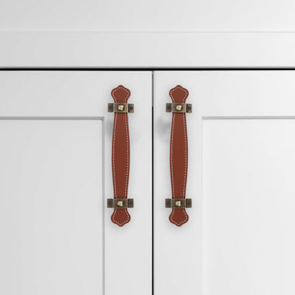 2pcs Vintage Replacement trunk handles leather cabinet handles drawer leather handle Luggage Handle Strap, Brown, Size 2, (632TO04N4SLG6O33FGRH8M).