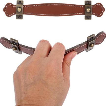 2pcs Vintage Replacement trunk handles leather cabinet handles drawer leather handle Luggage Handle Strap, Brown, Size 2, (632TO04N4SLG6O33FGRH8M).