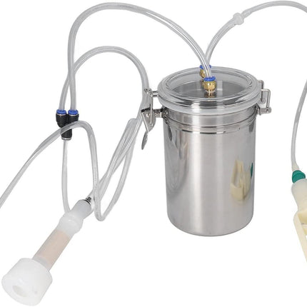 2L Goat Milking Machine, Large Capacity Manual Milking Machine Effort Saving Goat Milker Adjustable Pulsating Pump Stainless Steel Bottle Portable Milking Kit for Sheep, Cow, Goat.