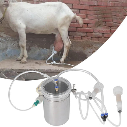 2L Goat Milking Machine, Large Capacity Manual Milking Machine Effort Saving Goat Milker Adjustable Pulsating Pump Stainless Steel Bottle Portable Milking Kit for Sheep, Cow, Goat.