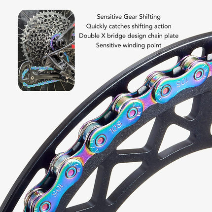 6 7 8 Speed Chain Rainbow Chain, 1/2 X 11/128 Inch 116 Links Lightweight Chain, Mountain Road Chain for Road with 2 Chain Connector.