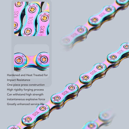 6 7 8 Speed Chain Rainbow Chain, 1/2 X 11/128 Inch 116 Links Lightweight Chain, Mountain Road Chain for Road with 2 Chain Connector.