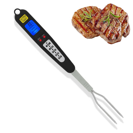 Digital Meat Thermometer Fork, Fast Read Grill Thermometer with LED Display and Stainless Steel Probes for Steak Chicken Pork Turkey Hot Grilled Food.