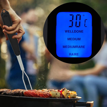 Digital Meat Thermometer Fork, Fast Read Grill Thermometer with LED Display and Stainless Steel Probes for Steak Chicken Pork Turkey Hot Grilled Food.