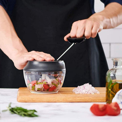 Manual Food Chopper - Onion Chopper Vegetable Cutter - Mini Chopper Nut Meats - Vegetable Dicer - Hand Chopper - Chopper One Piece - Black - 3 Cup.