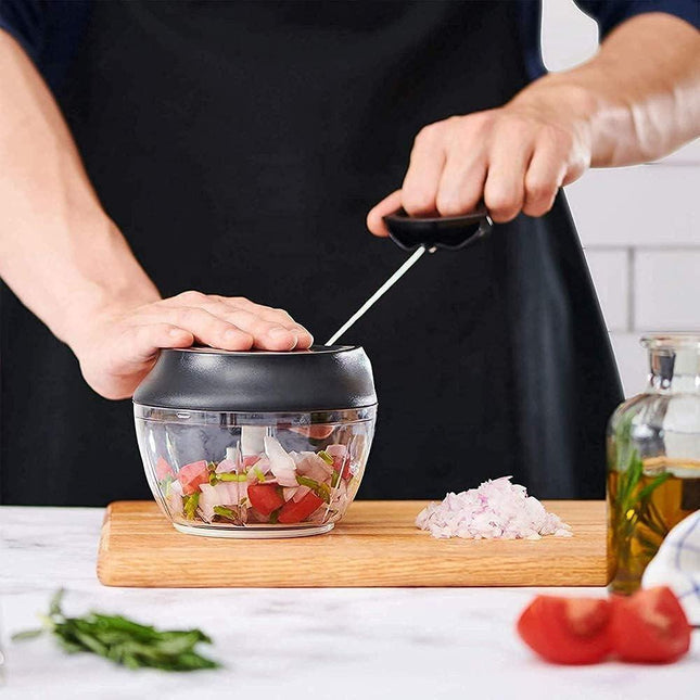 Manual Food Chopper - Onion Chopper Vegetable Cutter - Mini Chopper Nut Meats - Vegetable Dicer - Hand Chopper - Chopper One Piece - Black - 3 Cup.