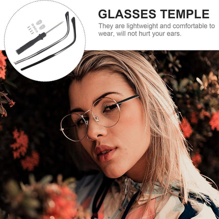 1 Pair Metal Glasses Replacement Temple, Eyeglass Arms Legs Replacement, Glasses Repair Kit Universal Glasses Arm Replacement Legs for Glasses, Sunglasses, Black.