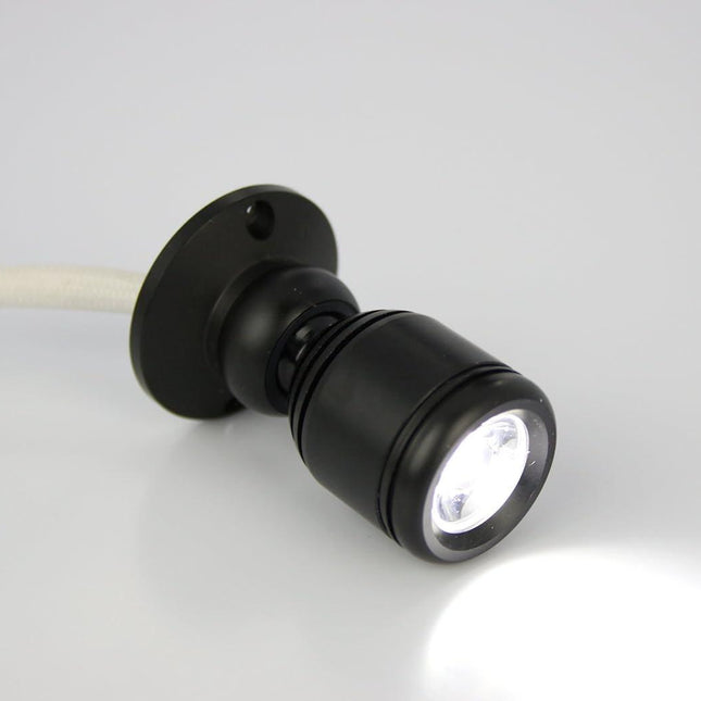 Micro Pivoting LED Spotlight - 1 Watt High Power LED Lamp - Tiny Size, Cool White LED, 12 to 28VDC.
