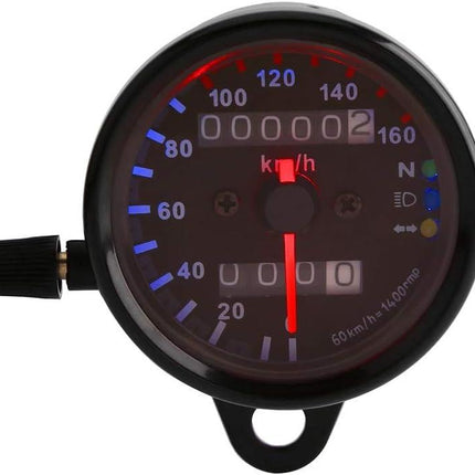 Motorcycle Odometer Speedometer Gauge Signal Dual Digital Display KM/H Universal 1pc(Black).