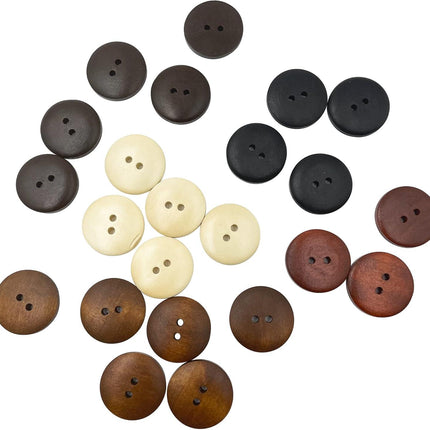 50pcs 25mm (1 inch) Wood Buttons Large Natural Wooden Buttons ZQMALL for Sewing Children Sweater Crafts Bulk Q2161.
